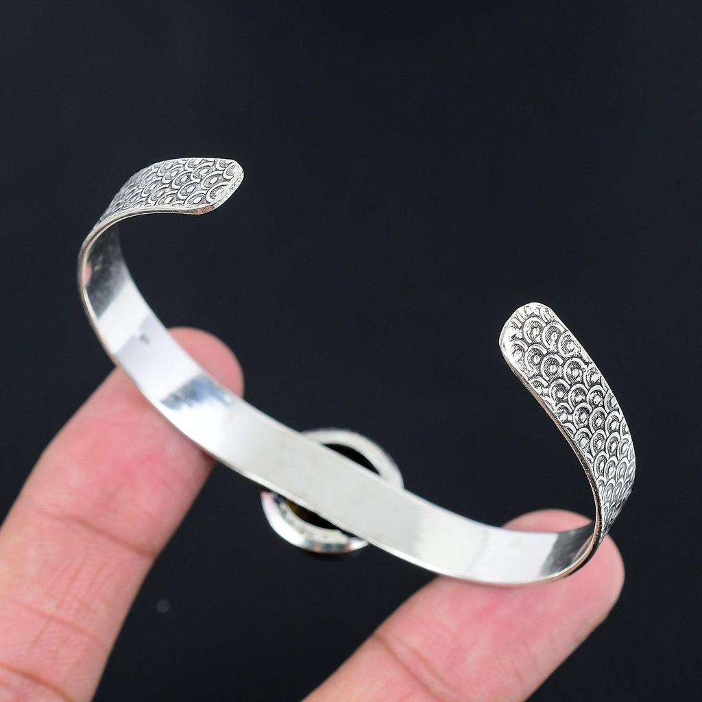 Round Labradorite Gemstone Daughter Artisan New Boho Bangle 925 Sterling Silver
