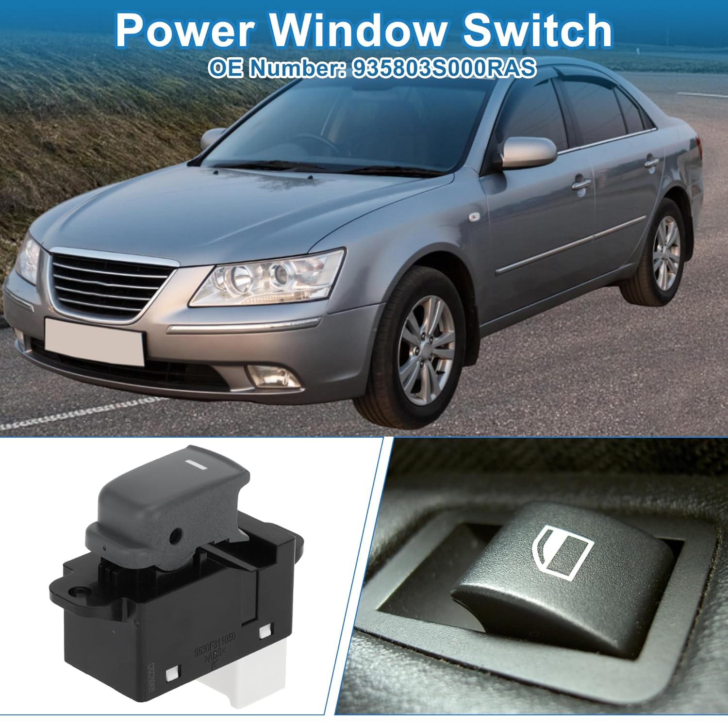 Power Window Switch No.935803S000RAS Passenger Side Window Control Switch for Hyundai Sonata 2011-2015 Gray