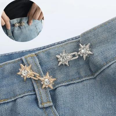 Five Pointed Star Jeans Buttons Adjustable Fixed Pants Pins Butterfly Waist Tightening Tool Fixed Waist Buckle Dress Decoration