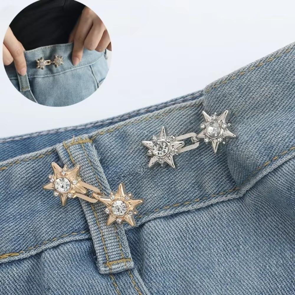 Adjustable Waist Buckle Five Pointed Star Pants Pins Fashionable Safety Pins  Scarf Fastening
