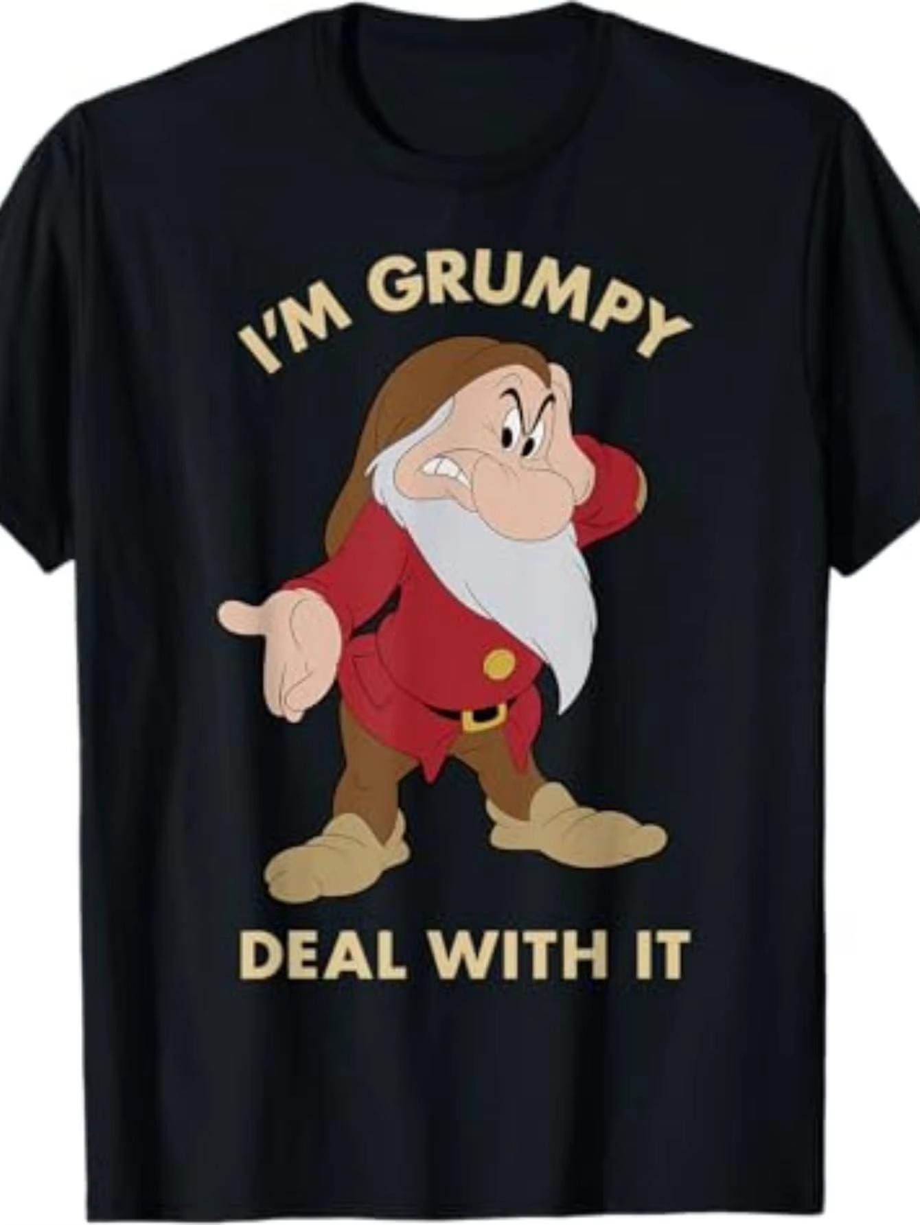 Im Grumpy Deal with It graphic Tshirt round neck unisex cartoon printed short sleeved shirt S