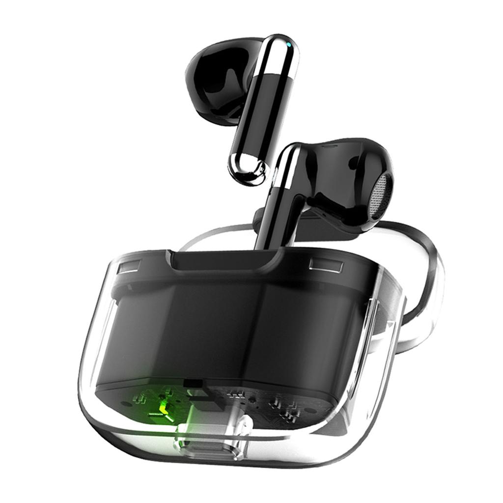 Language Translator Earbuds Bluetooth 5.3 Support 144 Languages Wireless Translator Earphone with Transparent Case Black