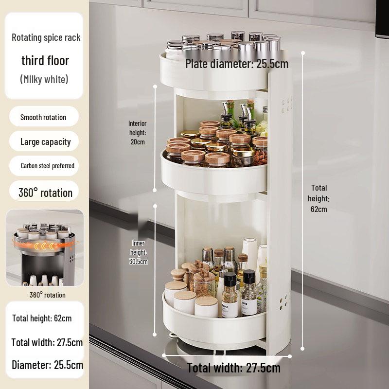 Rotating Kitchen Spice Rack - All-in-One Countertop Storage for Oil, Salt, Soy Sauce, & Vinegar
