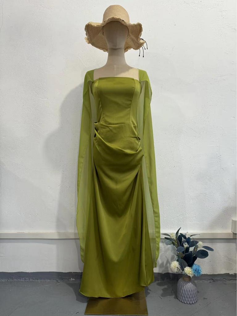 2025 Autumn Elegant Patchwork Fairy Style Shawl Evening Dress