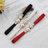 Sweet Pearl Elastic Waistband for Women - Versatile Thin Leather Belt for Skirts & Coats