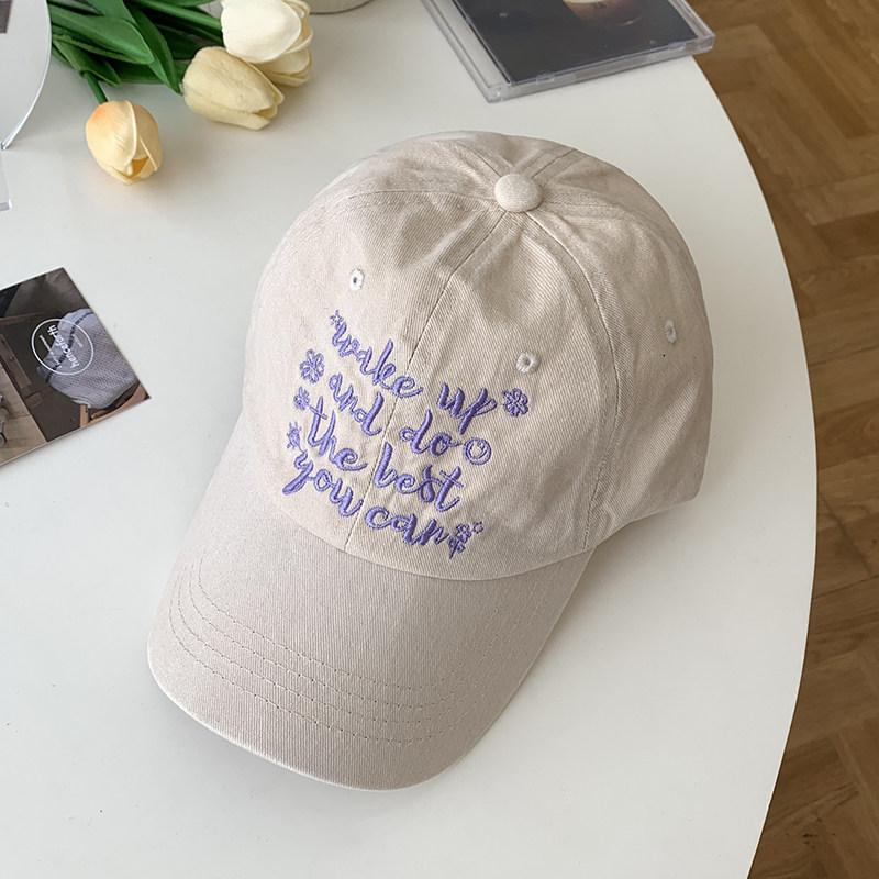 Vintage Washed Cotton Hat Letter Embroidered Baseball Caps For Women Korean Style Casual Sun Hat Soft Top Dad Hat Bone