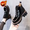 Fashion Punk Style Combat Platform Female Ankle Boots Chunky Elastic with Laces Lace-up Booties Footwear Short Shoes for Women 2024 New