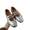 Retro Silver Sports Ballet Mary Jane Women's Shoes 2025 New Platform Casual Versatile Flat Velcro Single Shoes