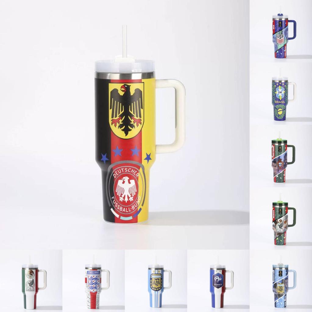 Globalny Puchar Piłkarski 40oz Izolowany Kubek Podróżny Z Uchwytem Dla Fanów Sportu