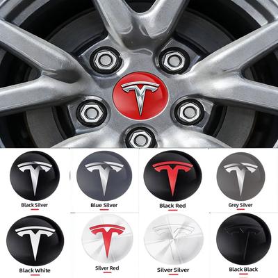 4 Pièces 56mm Cache-Moyeux de Roue de Voiture Autocollants Emblèmes Couvercles de Jante Auto Accessoires Pour Tesla Model 3 S X Y Roadster SpaceX