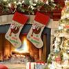 Chaussette de Noël Brodé avec Applique pour Décoration d'Arbre