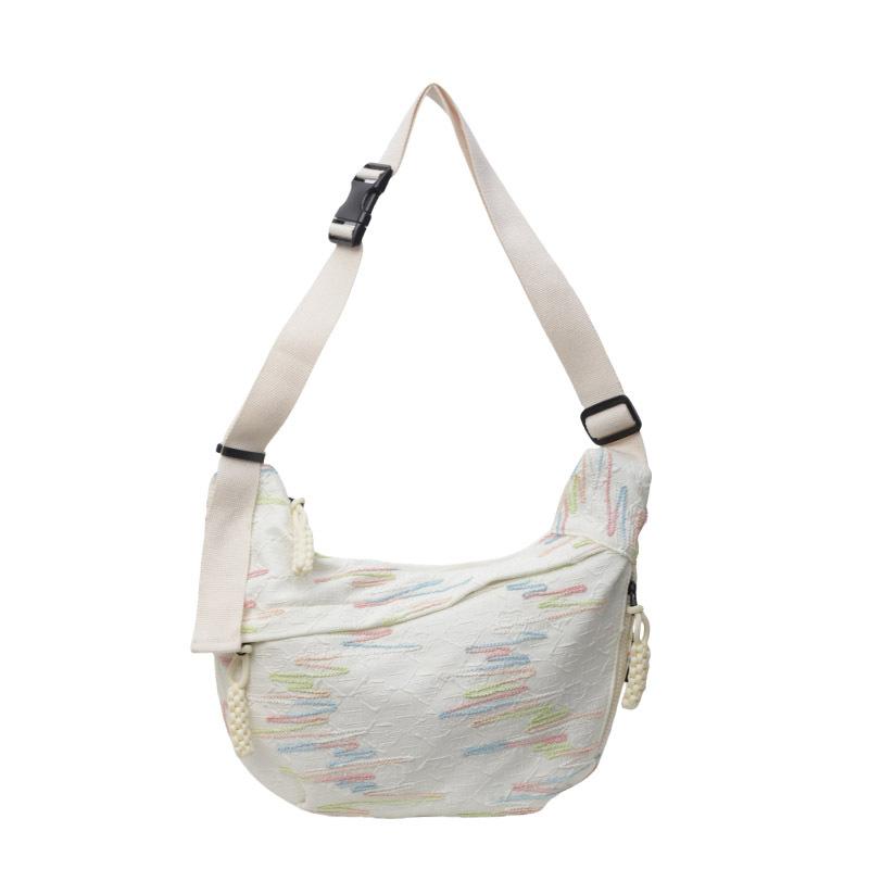 Canvas bag women's large capacity 2025 new summer fashion niche design shoulder messenger bag cloth bag dumpling bag