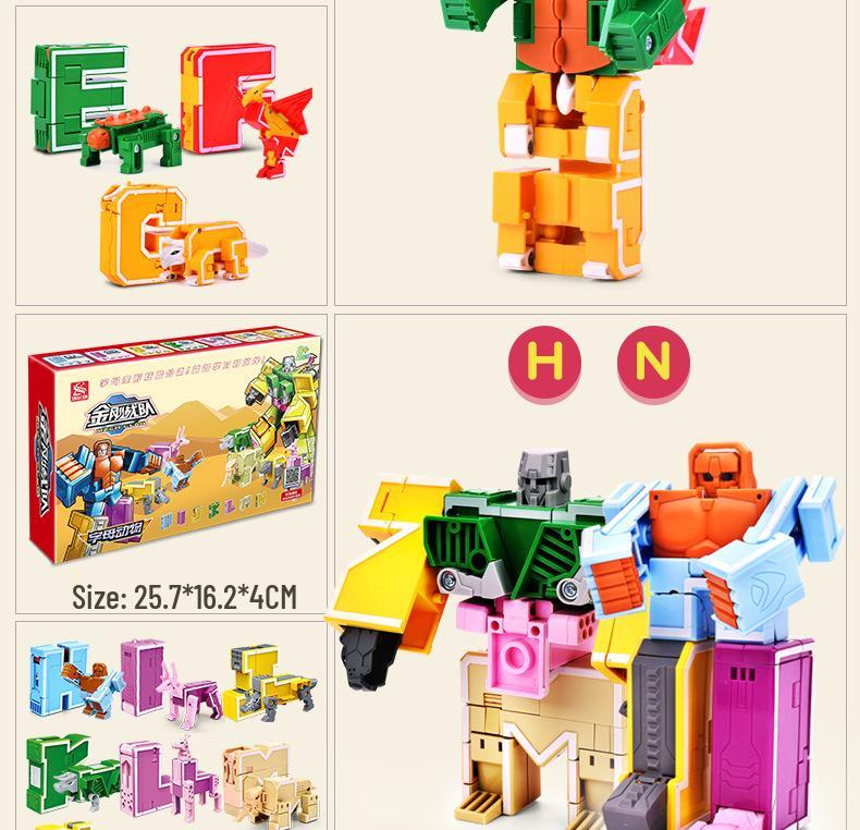 Power Rangers Alphabet & Number Transforming Robot Building Blocks Toy Set for Kids