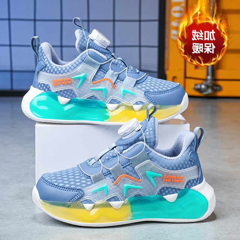 Girls' Cotton Winter Sports Shoes with Velvet Lining | 2025 Style | Medium & Large Sizes | Rotary Buckle | Warm Running Dad Sneakers