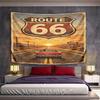 Vintage Route 66 Road Trip Design Pattern Wall Hanging Tapestry Decorative Tapestry Home Decor for Bedroom and Living Room
