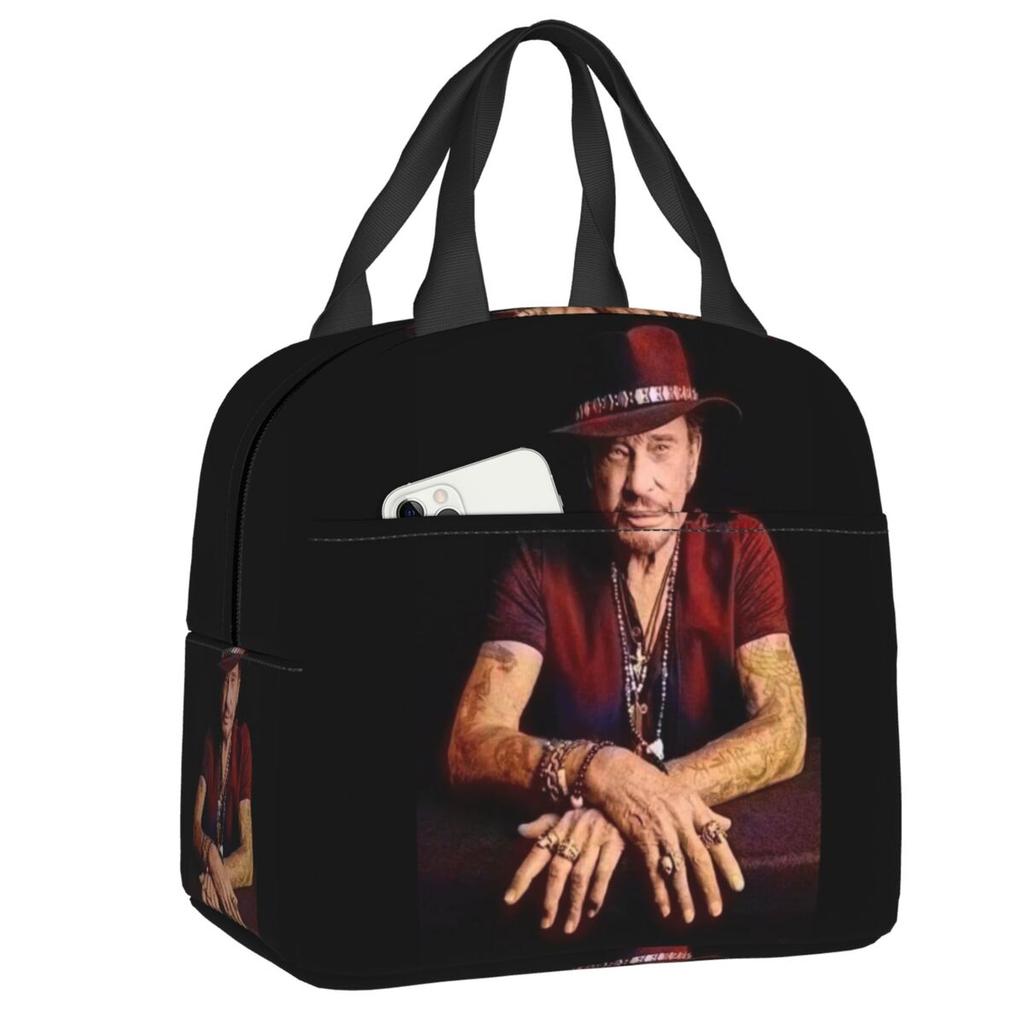 Sac isotherme personnalisé Johnny Hallyday Music Singer pour le déjeuner pour femmes Rock français Réutilisable Thermique Refroidisseur Boîte à lunch Scolaire