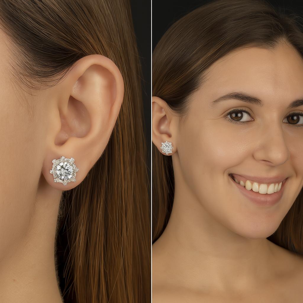 Moissanite Elegant Bloom Studs - Sterling Silver
