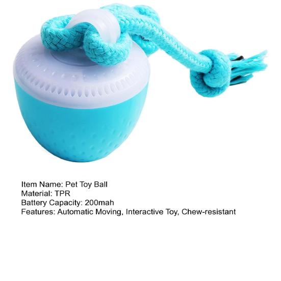 Interactive Dog Toy Ball Pets Electric Ball with Ropes Automatic Moving And Rolling Pet Toy for Small Medium Large Dogs Daily Training And Exercise