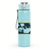 1PC Blue rectangular band album cover print 750ml colorful plastic sports water bottle leakproof pop up lid with straw for outdoor work home use