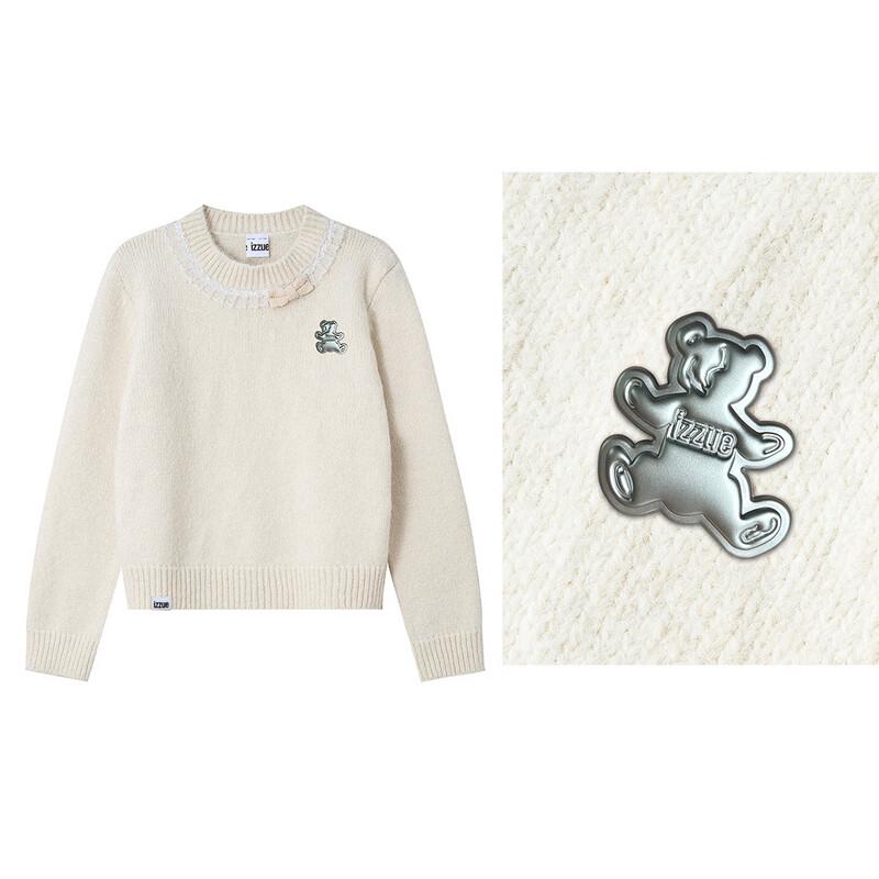Izzue Sweet Lace Bow Pullover Sweater
