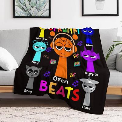 1 Stück Spiel Sprunki Kuscheldecke Incredibox 3D-gedruckte weiche flauschige Schlafdecke Tagesdecke für alle Jahreszeiten für Mädchen, Jungen, Kinder und Teenager