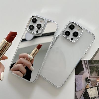 Luxuriöse, eigenständige Telefonhülle mit Metallknopf und Spiegel. Geeignet für iPhone 16 15 14 13 12 11 Pro Max XS XR XS Max. Anti-Fall-Abdeckung