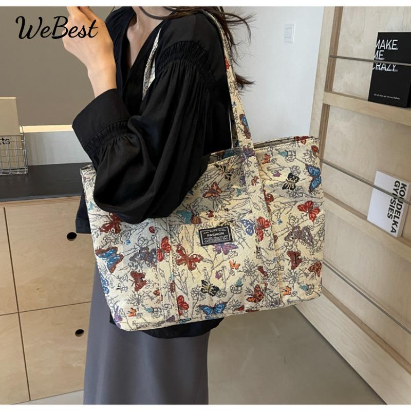 

Stylish Large Capacity Canvas Tote Bag for Women білий