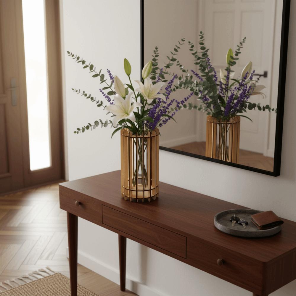 Unique DIY Wooden Vase Artistic Floral Container Creative 3D Puzzle Vase  Gift