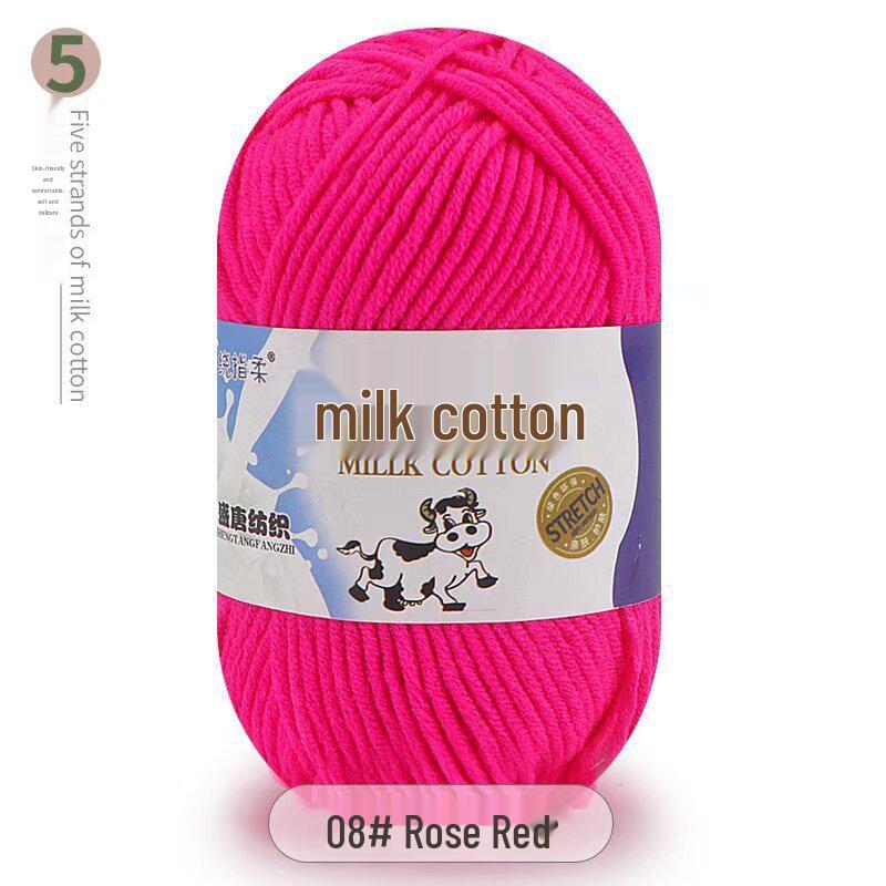Five-Strand Milk Cotton Yarn for Crochet: Medium-Thick, Hand-Knitted DIY Kit for Dolls, Shoes, Scarves.
