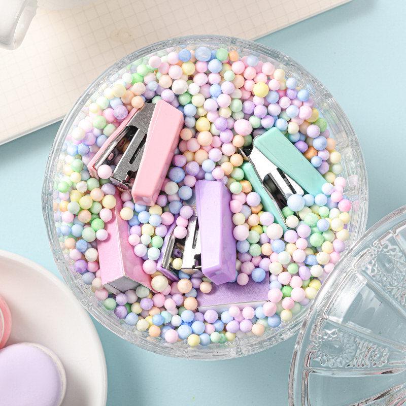Macaron Color Stationery Set: Paper Clips, Ticket Clips, Stapler, Thumbtacks, and Binder Clips