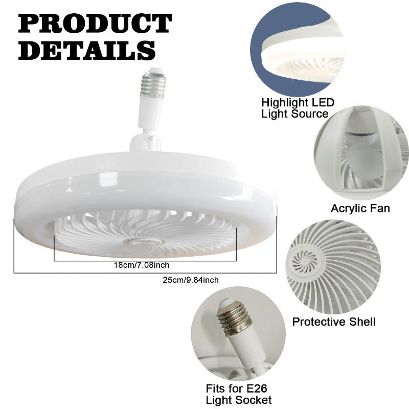 Ceiling Fans With Remote Control Light LED Lamp Fan E27 Converter Base Smart Silent Ceiling Fans Decorative Lights Dropshippings