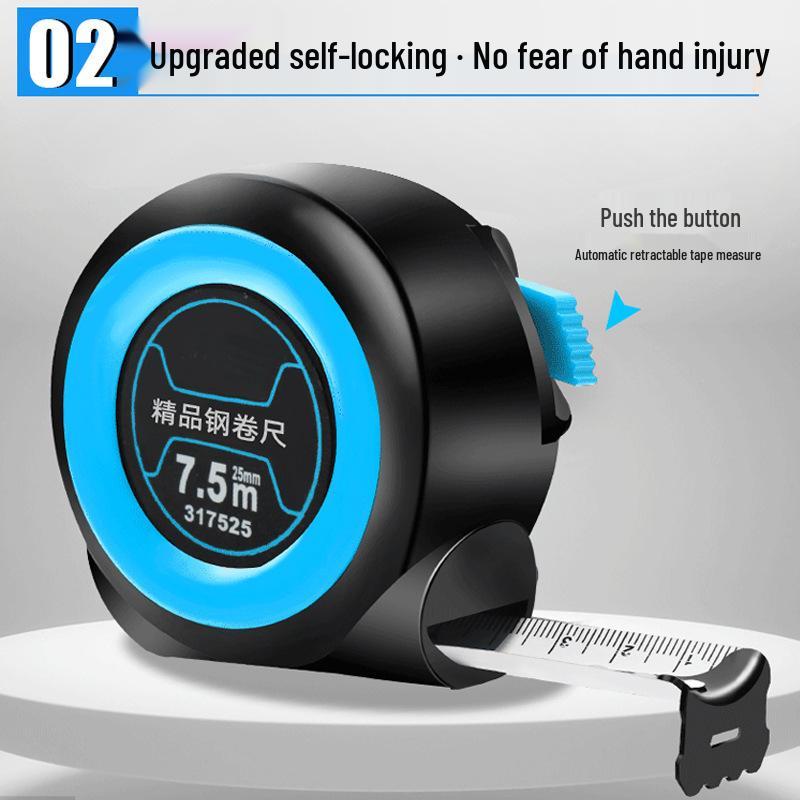High Precision Self-Locking Rubber-Coated Measuring Tape - 5m, 3m, 7.5m, 10m