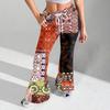 Women's Fashion Loose Drawstring Waist Retro Printed Casual Sports Pants Casual Flared Pants
