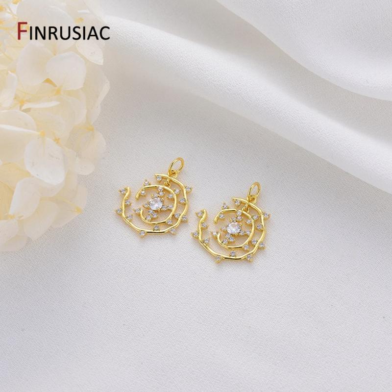 

New Fashion Making Jewelry Pendants, 14K Real Gold Plated Pave Setting Zircon Lion Head / Flower Shaped / Knight Head Pendant 2 pieces
