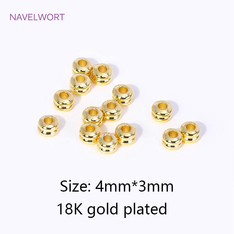 4*3mm 18K Gold Plated Double Level Spacer Beads For Jewelry Making Brass Metal Round Loose Beads DIY Jewelry Findings Wholesale