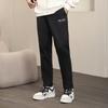 Li Ning Sports Life Collection Solid Color Casual Fleece Lined Straight Fit Mid Rise Knitted Sweatpants Men's Black A AKLU863-1