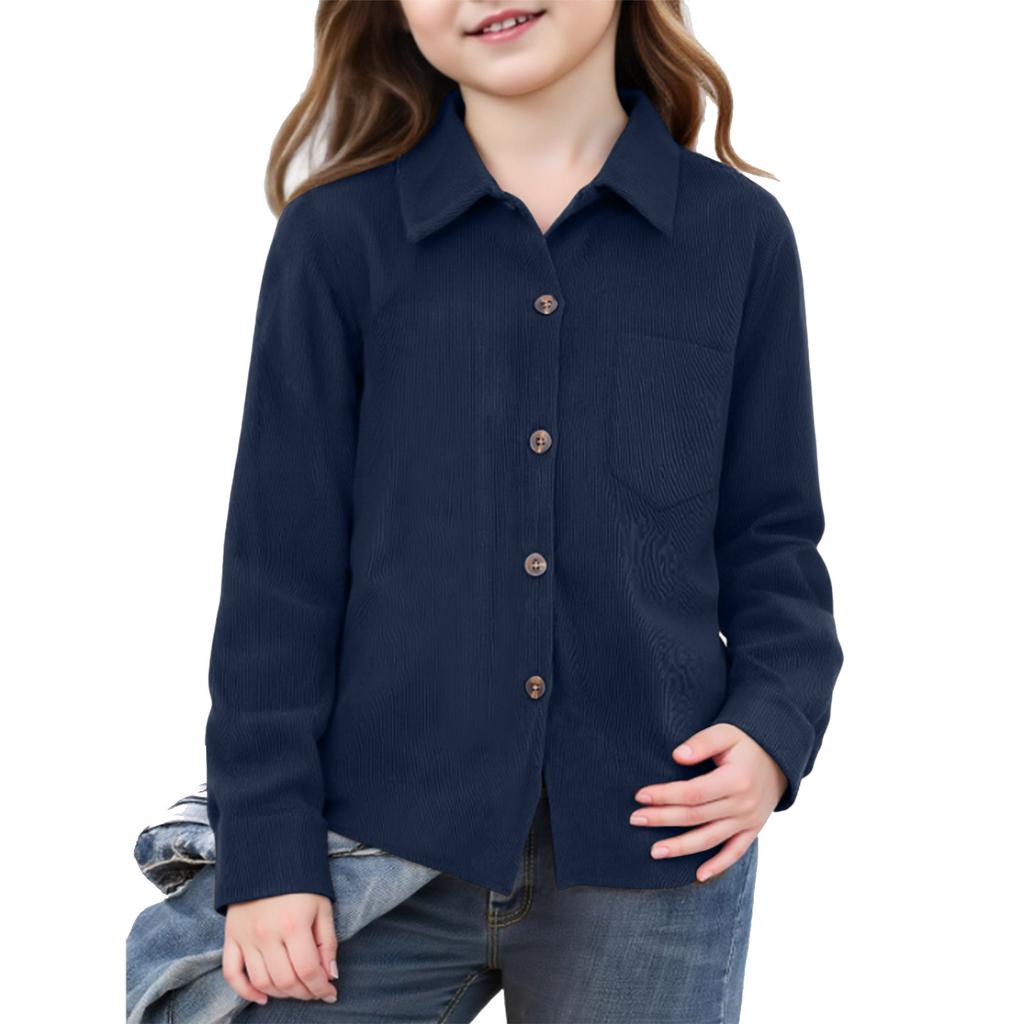 Girls' Button,Down Shirt , Long Sleeve Blouse