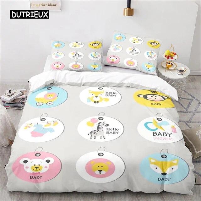 Duvet Cover Cute Cartoon Animal King for Kids Girls Boy Teen Gift Cute Dinosaur Dog Comforter Cover Microfiber Bedding Bedroom three piece set