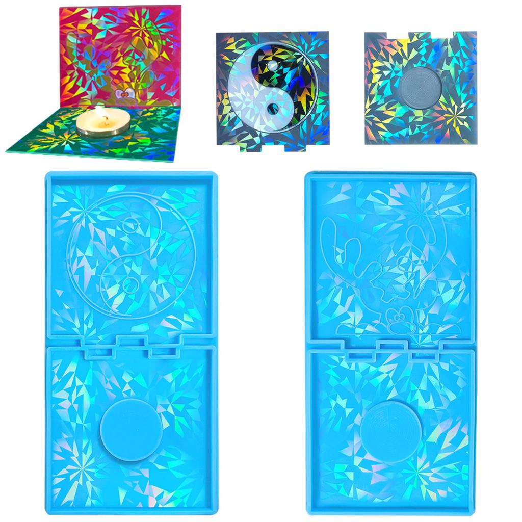 Holographic Resin Candle Holder Silicone Mold Tai Chi Elk Mold Suitable for Epoxy Candle Holder Family Table Decor