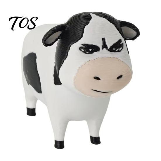 PLA Cow Decoration 3D Printed Dairy Figurine, Cartoon Cattle Statue for Desk Decor, Collectible Figure Mini Sculpture Home Office, Gift Animal Lovers