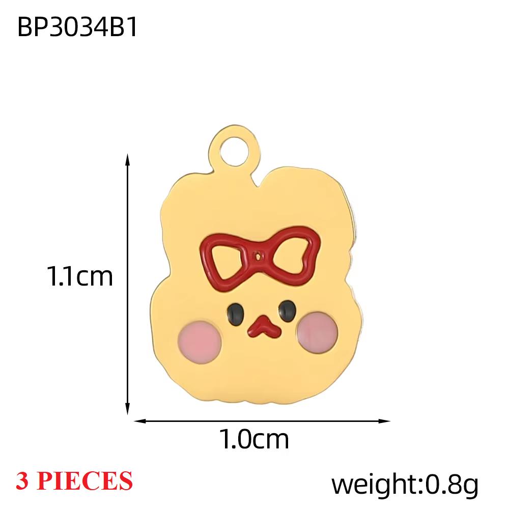 3PCS/LOT CARLIDANA Enamel Turtle Rabbit Bear Charms, Colored Stainless Steel Pendants for Women DIY Necklace Jewelry