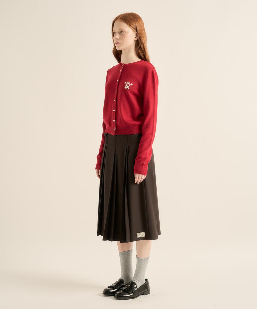 Seteo (W) Wool Pleated Skirt Brown