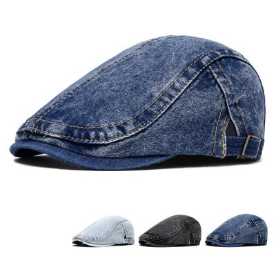 Béret en denim printemps automne Homme Femme Casquette Fine Respirante Casquette Avant