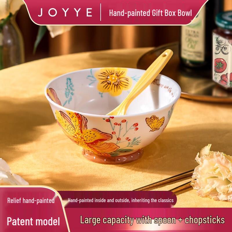 JOYYE Hand-Painted Ceramic Couple's Bowl Set