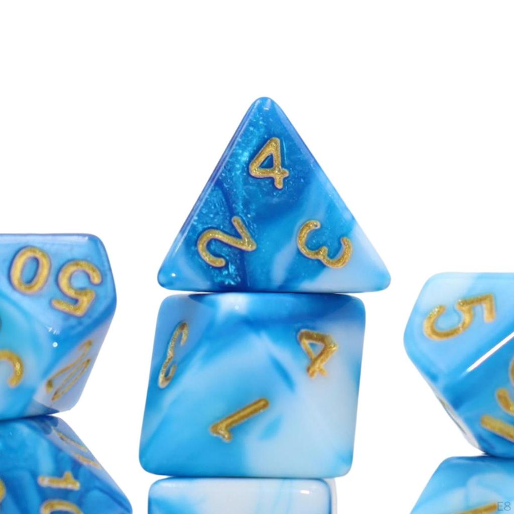 7 Pieces Acrylic Polyhedral Dice Board Games, Multi-Sided Dice, Gaming for Parties