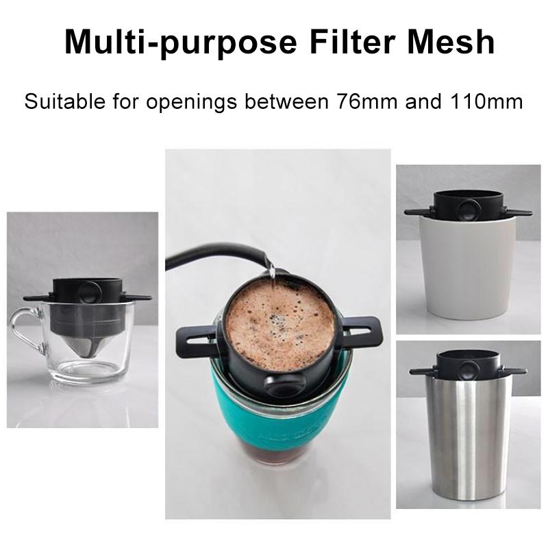 1PC Reusable Gifts Ear Hook Easy Pour Design Coffee Filter Portable With Foldable Dripper Office Stainless Steel Home
