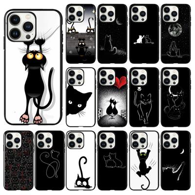 Schwarze Katze Handyhülle für iPhone 14 13 12 11 Pro Max Xs Xr X 8 7 Plus Se Handyhüllen Funda Cell