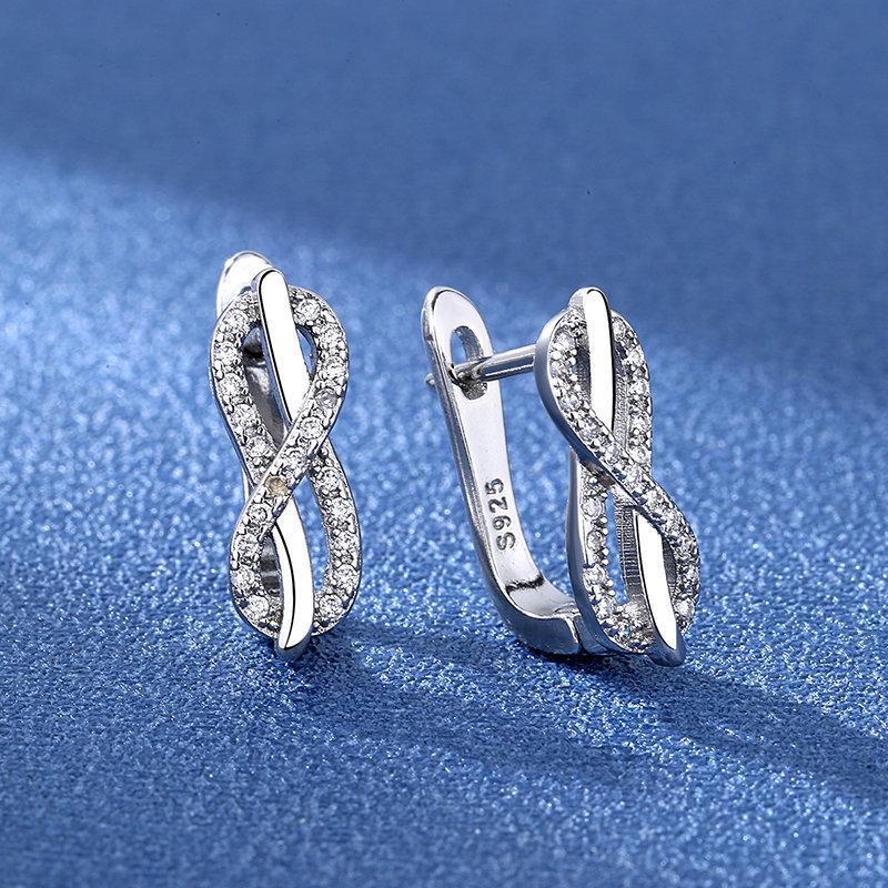 2026 Fashion Versatile Women's British U-Buckle Earrings Fashion Princess Fashion 8-shaped Stone Stud Earrings Ear Clips