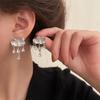 Korean Cute Hollow Cloud Rain Stud Earrings For Women New Fashion Asymmetric Purple Crystal Zircon Tassel Earring Simple Jewelry