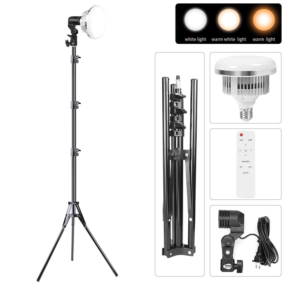 85W LED Light Bulb 3200K-5500K Photography Lamp Bulb E27 Mount with Remote Control for Studio Photography Home Warehouse Office